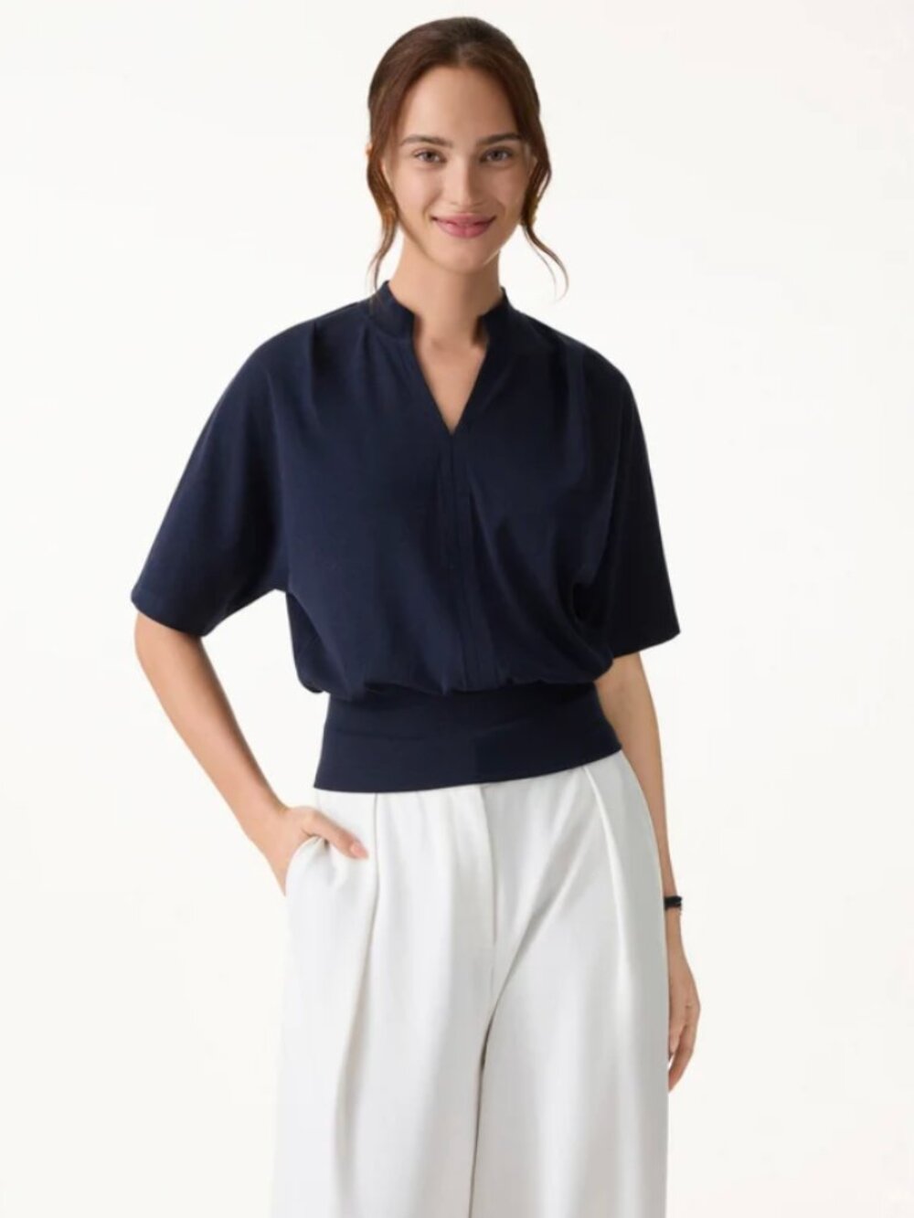 OGL OGLmove V-Neck Short Sleeve Dolman Top Navy Large NWT
